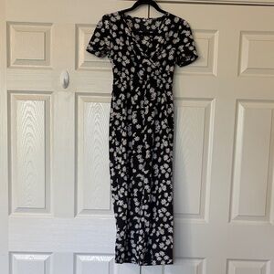 Black and White Floral Kids Jumpsuit 10-11y